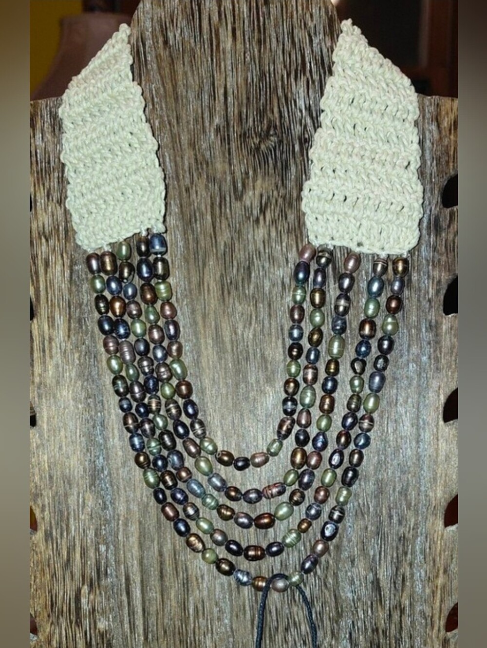 Freshwater Pearl Crochet Boho Statement Necklace